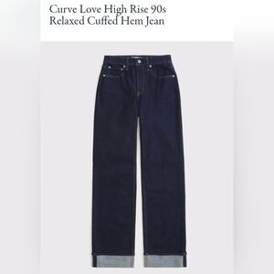 Abercrombie & Fitch Curve Love High Rise 90s Relaxed Cuffed Hem Jeans, Size 29